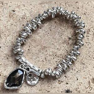 Gorgeous Silver Smoke Faceted Glass Chunky Bracelet